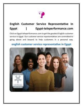 English Customer Service Representative In Egypt  Egypt-teleperformance.com