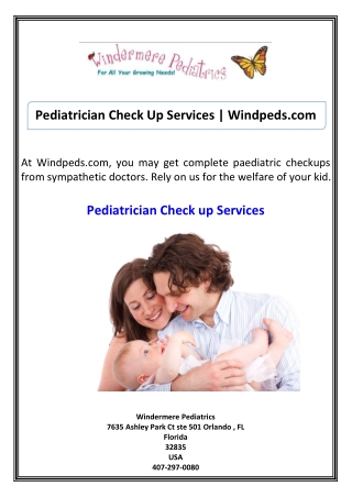 Pediatrician Check Up Services Windpeds.com