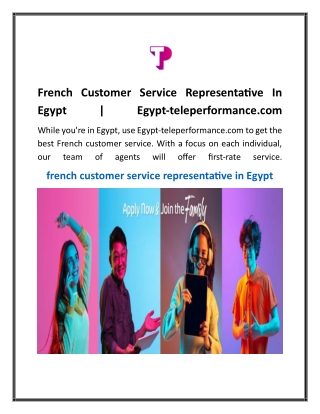 French Customer Service Representative In Egypt  Egypt-teleperformance.com