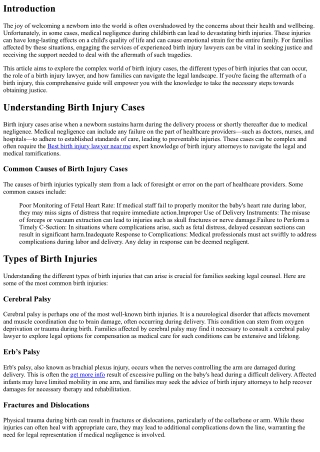 Birth Injury Lawyers: Advocates for Victims of Medical Negligence