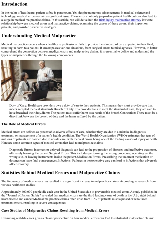 Exploring the Connection Between Medical Errors and Malpractice Claims