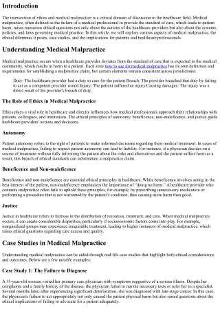 The Intersection of Ethics and Medical Malpractice