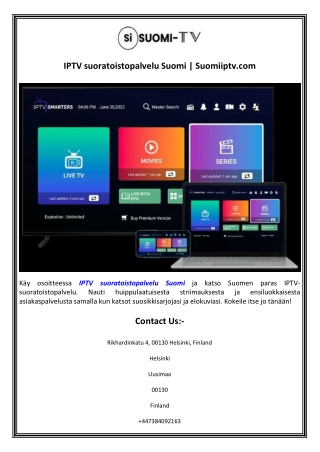IPTV suoratoistopalvelu Suomi  Suomiiptv.com