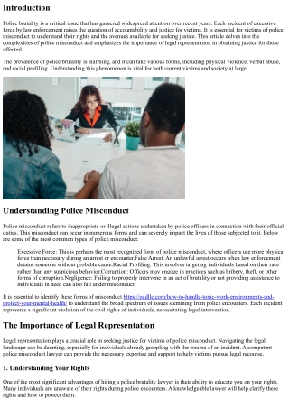 Police Brutality: Seeking Justice Through Legal Representation