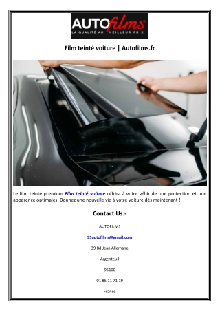 Film teinté voiture  Autofilms.fr