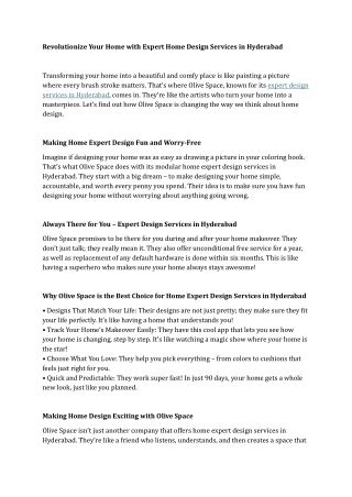 Revolutionize Your Home with Expert Home Design Services in Hyderabad