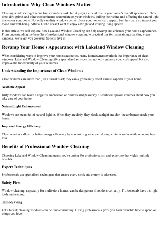 Revamp Your Home's Appearance with Lakeland Window Cleaning
