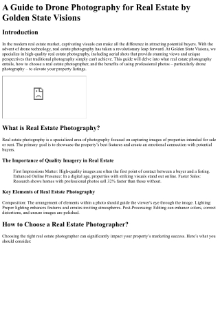 A Guide to Drone Photography for Real Estate by Golden State Visions