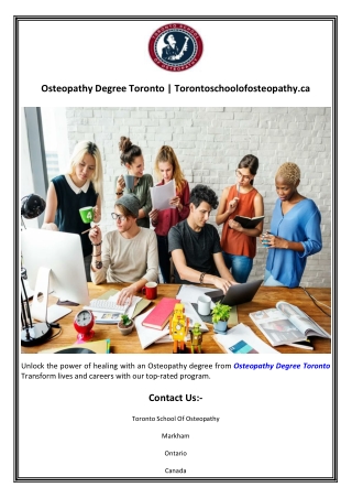 Osteopathy Degree Toronto  Torontoschoolofosteopathy.ca