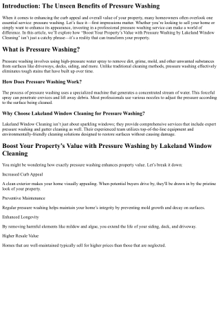 Boost Your Property’s Value with Pressure Washing by Lakeland Window Cleaning