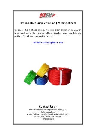 Hessian Cloth Supplier In Uae  Msbmgulf.com