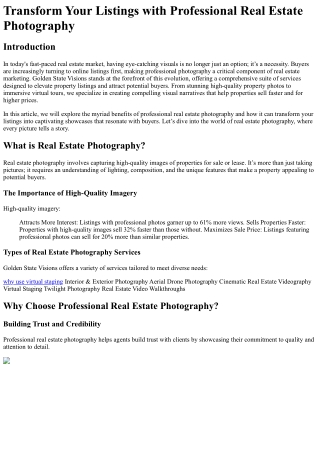 Transform Your Listings with Professional Real Estate Photography