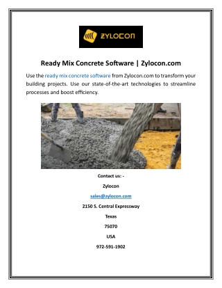 Ready Mix Concrete Software  Zylocon.com