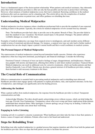 When Trust is Broken: Rebuilding Confidence After Medical Malpractice