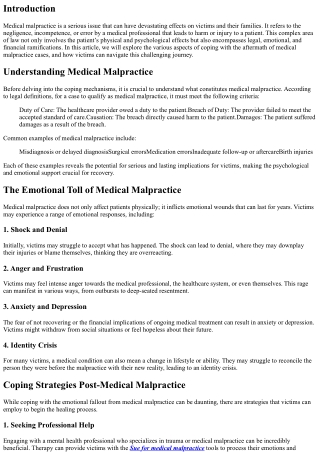 Navigating the Fallout: Coping with the Aftermath of Medical Malpractice