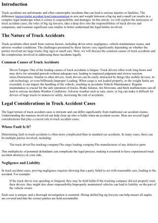 Big Rig vs. Small Car: Understanding the Legal Battle in Truck Accident Cases