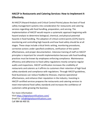 HACCP CERTIFICATION SERVICES