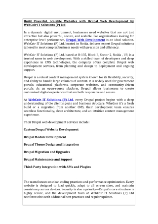 Build Powerful, Scalable Websites with Drupal Web Development by WebCoir IT Solu