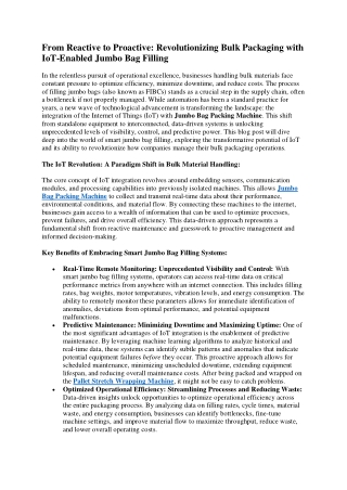 From Reactive to Proactive Revolutionizing Bulk Packaging with IoT-Enabled Jumbo Bag Filling
