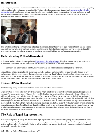 From Injustice to Resolution: Legal Path for Police Brutality Victims