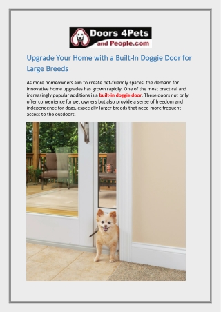 Upgrade Your Home with a Built-In Doggie Door for Large Breeds