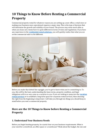 10 Things to Know Before Renting a Commercial Property