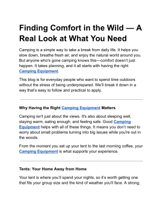 Finding Comfort in the Wild — A Real Look at What You Need