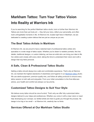 Markham Tattoo: Turn Your Tattoo Vision Into Reality