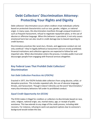 Debt Collectors’ Discrimination Attorney: Protecting Your Rights and Dignity
