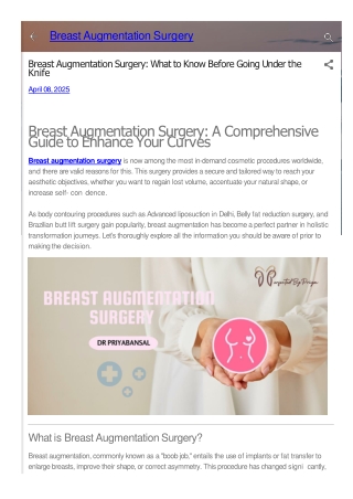 The Benefits of Breast Augmentation Surgery
