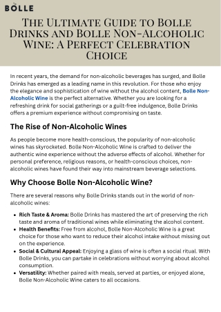The Ultimate Guide to Bolle Drinks and Bolle Non-Alcoholic Wine A Perfect Celebration Choice