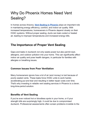 Boost HVAC Efficiency with Vent Sealing in Phoenix