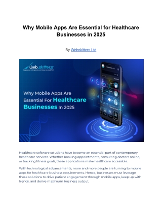 Why Mobile Apps Are Essential for Healthcare Businesses in 2025