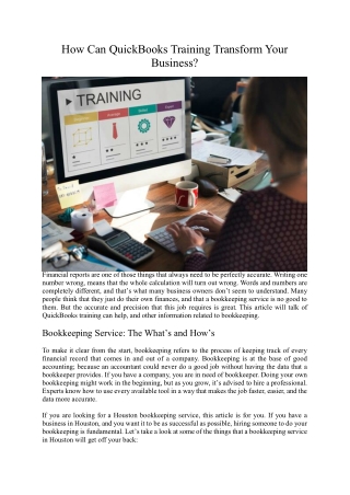 How Can QuickBooks Training Transform Your Business