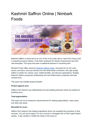 Kashmiri Saffron Online _ Nimbark Foods