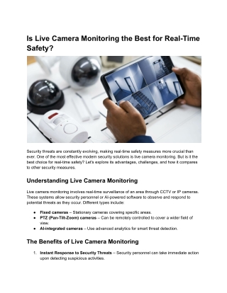 Is Live Camera Monitoring the Best for Real-Time Safety