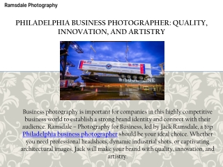 Philadelphia business photographer quality, innovation, and artistry