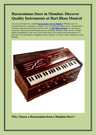 Harmoniums Store in Mumbai