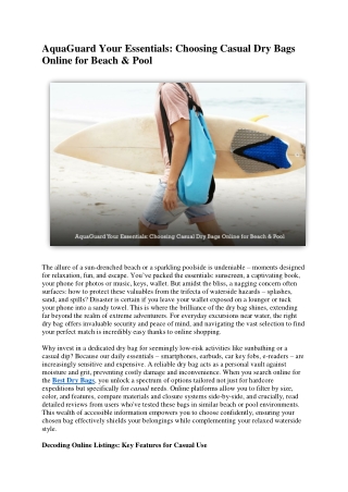 AquaGuard Your Essentials Choosing Casual Dry Bags Online for Beach & Pool