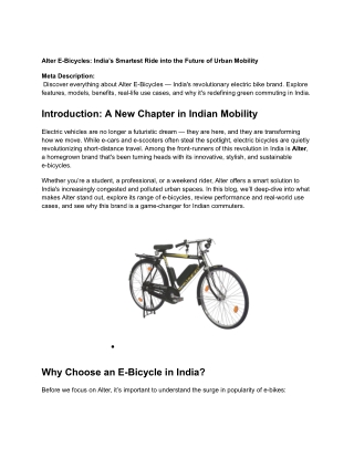 Alter E-Bicycles_ India’s Smartest Ride into the Future of Urban Mobility