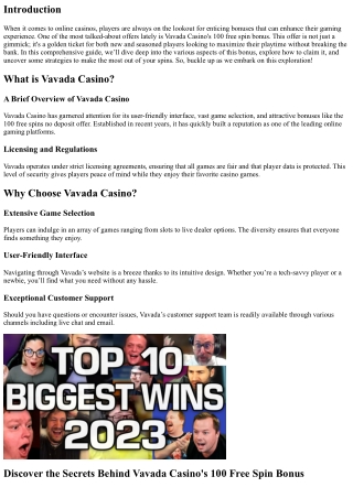 Discover the Secrets Behind Vavada Casino's 100 Free Spin Bonus