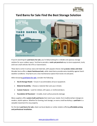 Yard Barns for Sale Find the Best Storage Solution