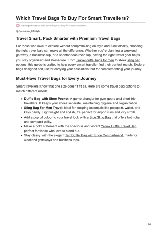 rounaque.com-Which Travel Bags To Buy For Smart Travellers