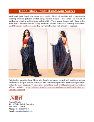 Hand Block Print Handloom Sarees