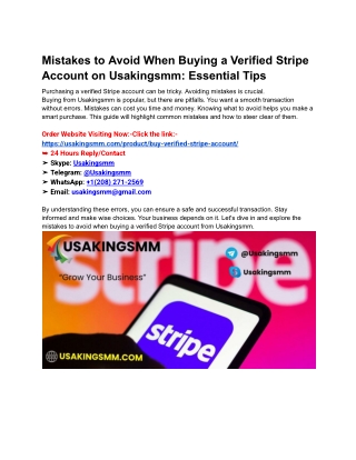 Mistakes to Avoid When Buying a Verified Stripe Account on Usakingsmm_ Essential Tips