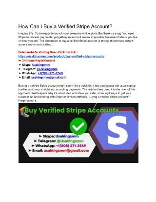 How Can I Buy a Verified Stripe Account