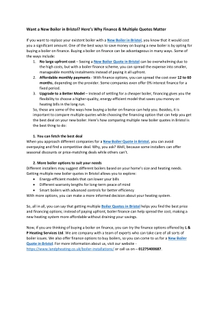 Want a New Boiler in Bristol Here’s Why Finance & Multiple Quotes Matter