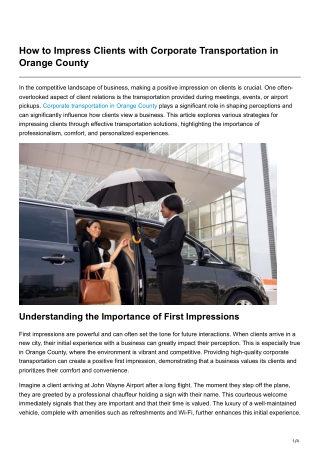 How to Impress Clients with Corporate Transportation in Orange County