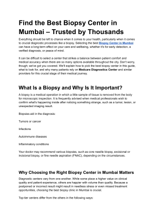 Find the Best Biopsy Center in Mumbai – Trusted by Thousands