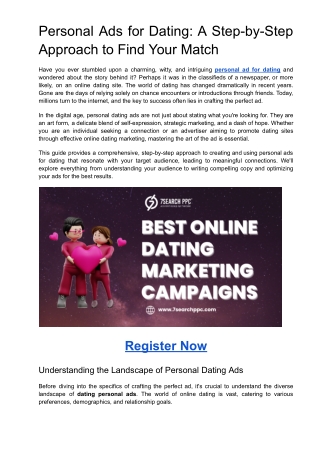 Personal Ads for Dating: A Step-by-Step Approach to Find Your Match